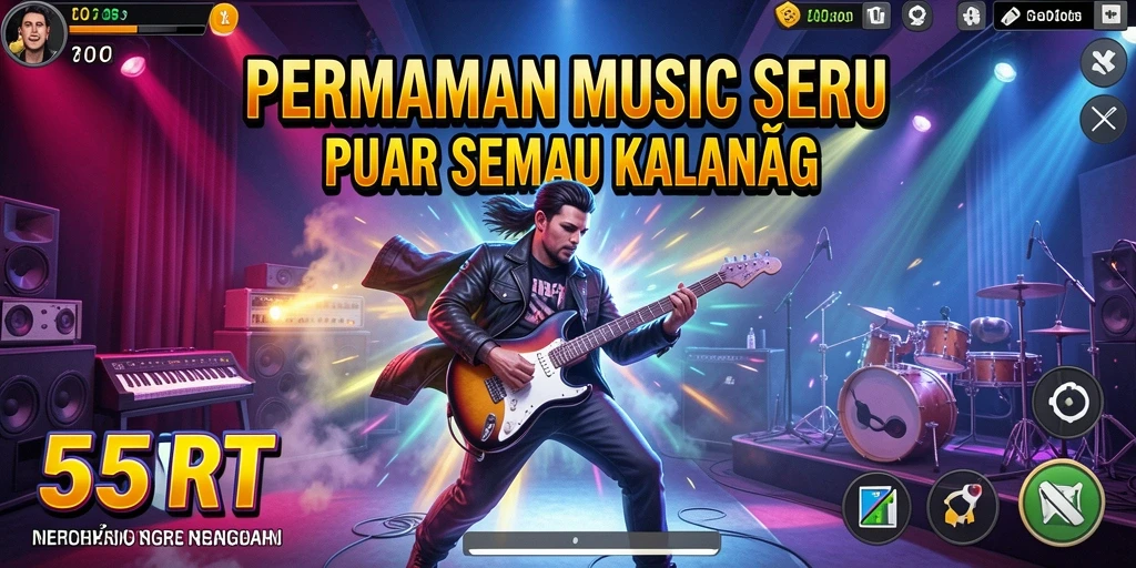 Screenshot 55RT menunjukkan pengalaman permainan musik yang menarik.