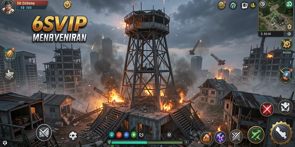Screenshot dari gameplay menara pertahanan yang menarik.