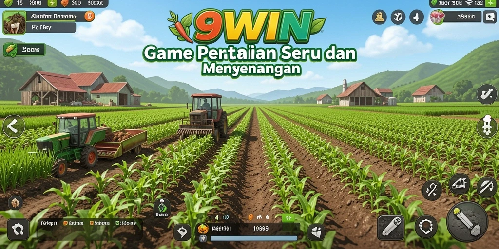 Tampilan gameplay 9WIN yang menampilkan aktivitas pertanian yang menyenangkan.