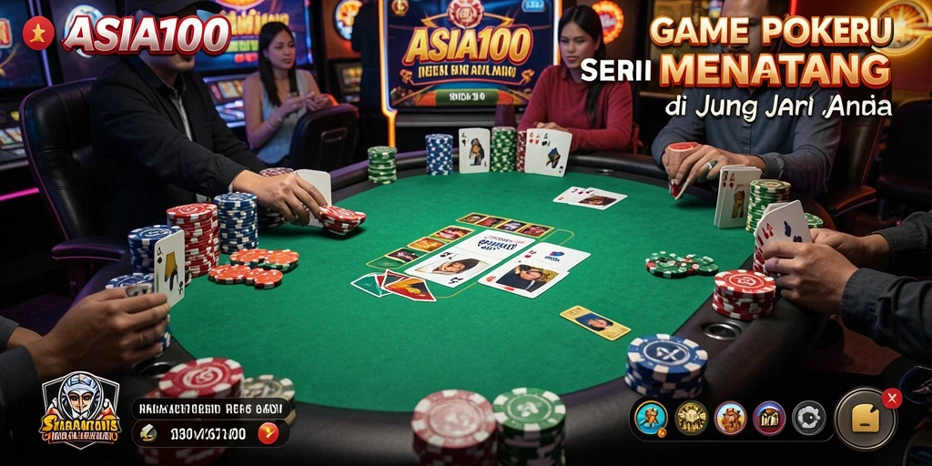 Screenshot gameplay ASIA100 menampilkan aksi seru permainan Poker.
