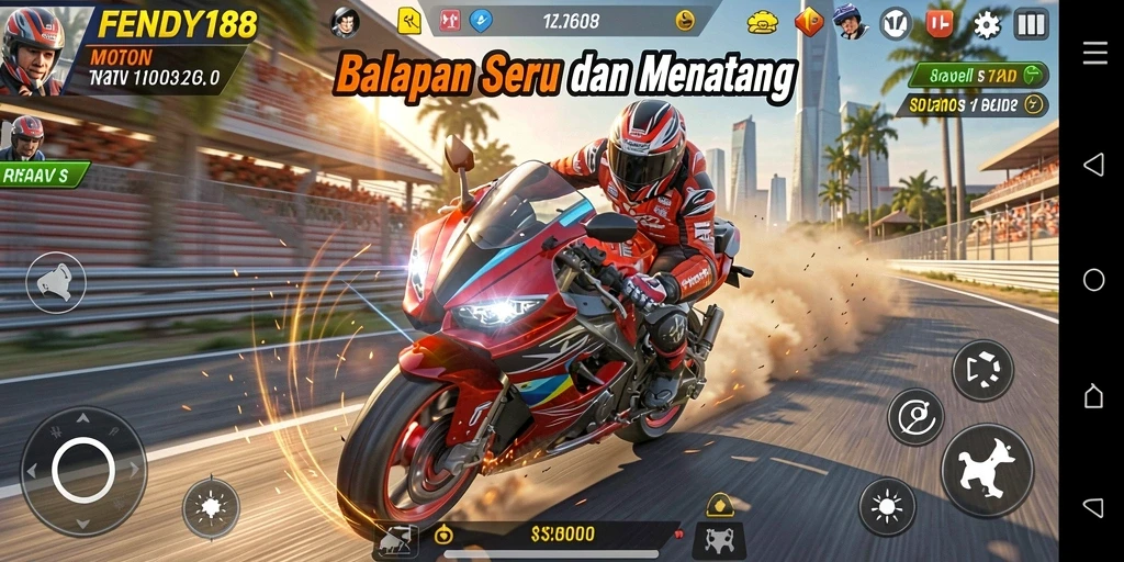 Tampilan gameplay balapan motor yang mendebarkan di FENDY188.