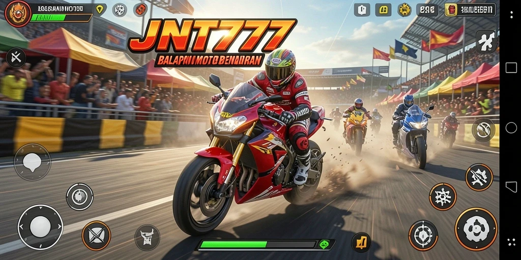 Gameplay seru dalam balapan motor yang mendebarkan.