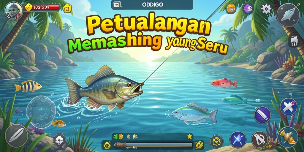 Tampilan gameplay <strong>ODDIGO</strong> saat menangkap ikan yang menegangkan.