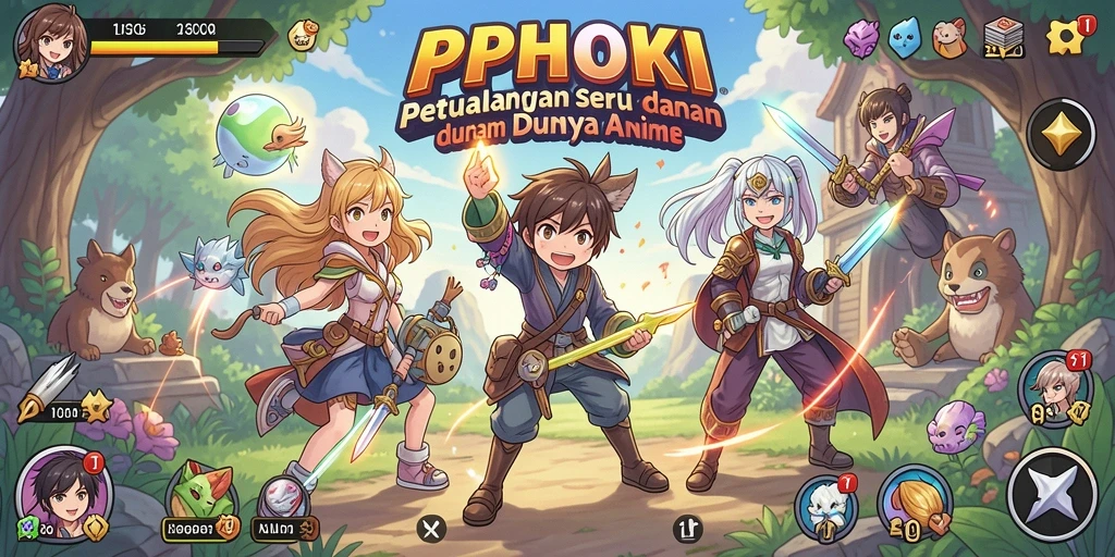Tampilan gameplay seru di dunia PPHOKI dengan karakter anime.