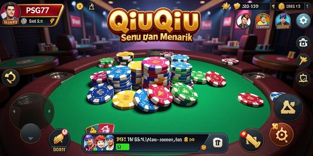 Screenshot PSG77 menampilkan aksi seru permainan QiuQiu.