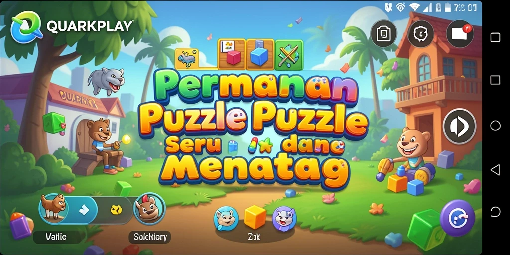 Tampilan gameplay QUARKPLAY yang menarik dengan berbagai teka-teki Puzzle.