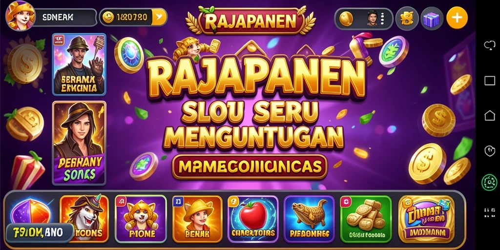 Tampilan gameplay menarik dari RAJAPANEN dengan simbol dan fitur bonus.