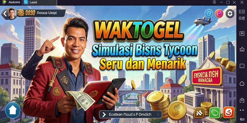 Tampilan permainan WAKTOGEL dengan simulasi bisnis menarik.